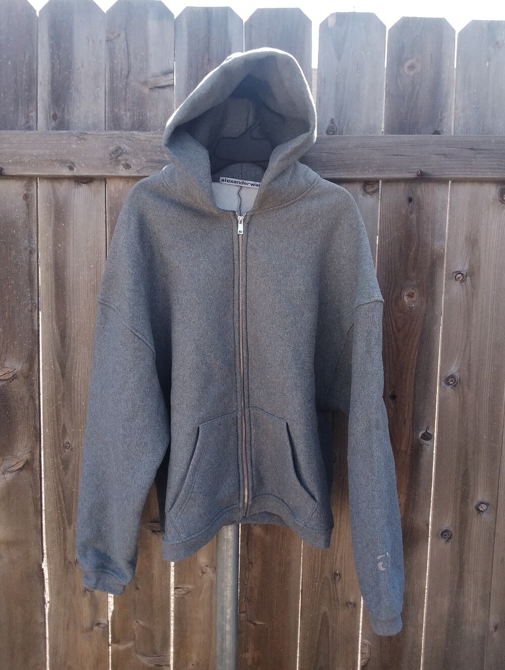 Alexander Wang Hoodie Dense Fleece Glitter Gray Hooded Zip Jacket Unisex Lg Drop